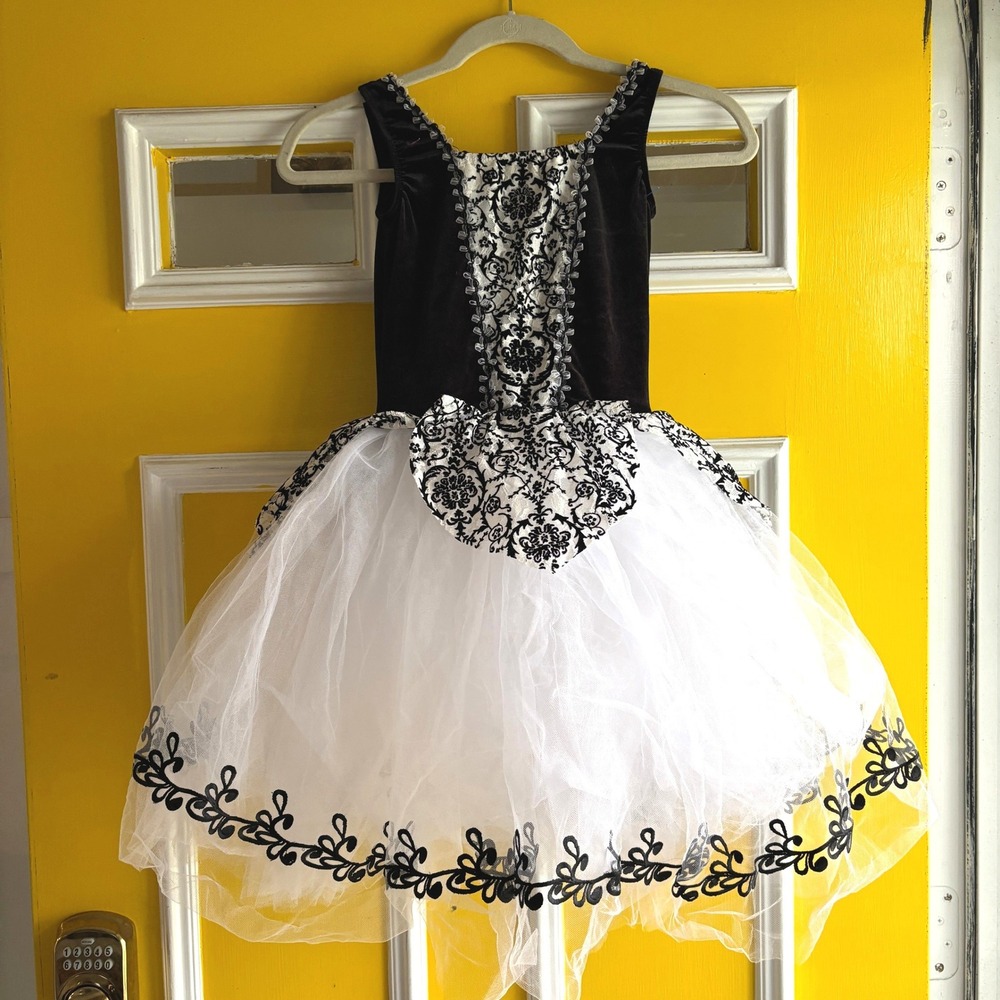 Revolution Dancewear Costume Damask Velvet Tutu LC Black White